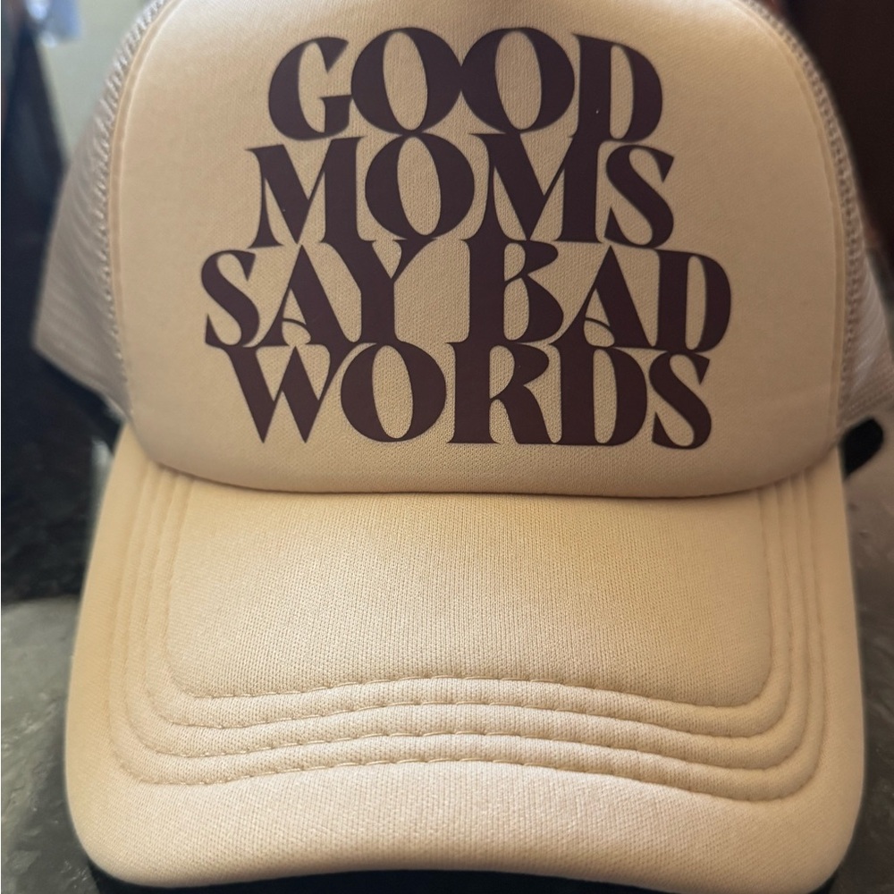 Tan Trucker Hat with Bold Text